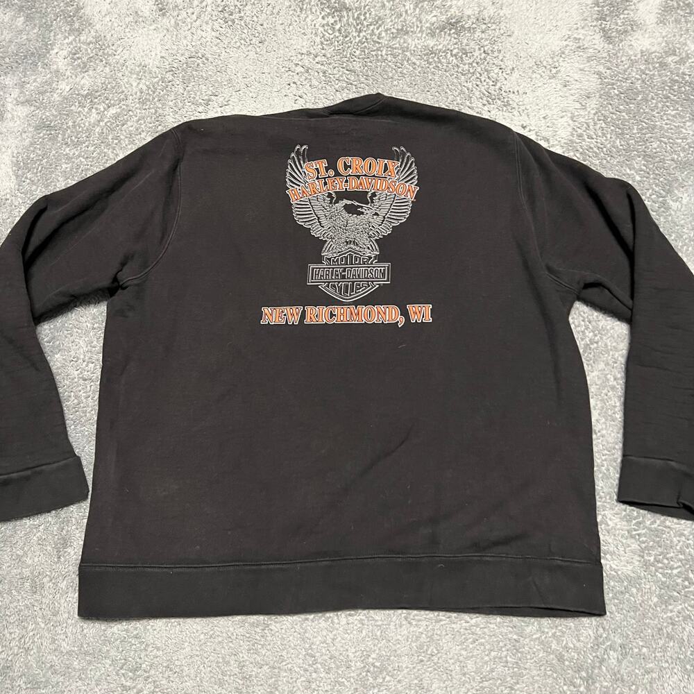 Harley Davidson Sweatshirt Mens Large ? Crew St Croix Wisconsin Black Graphic
